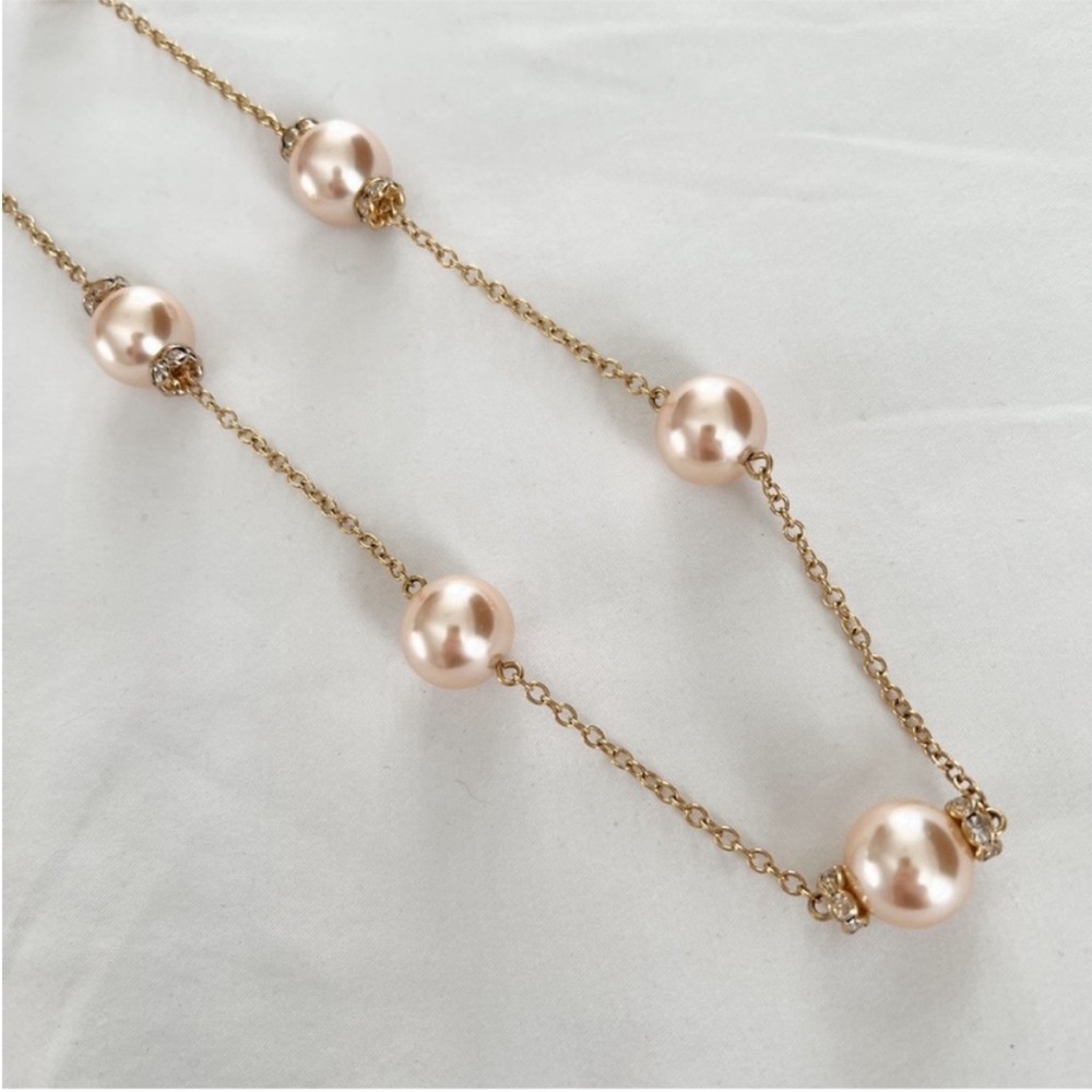 J. Crew Blush Pink Pearl Necklace - Pink and Gold Statement Necklace